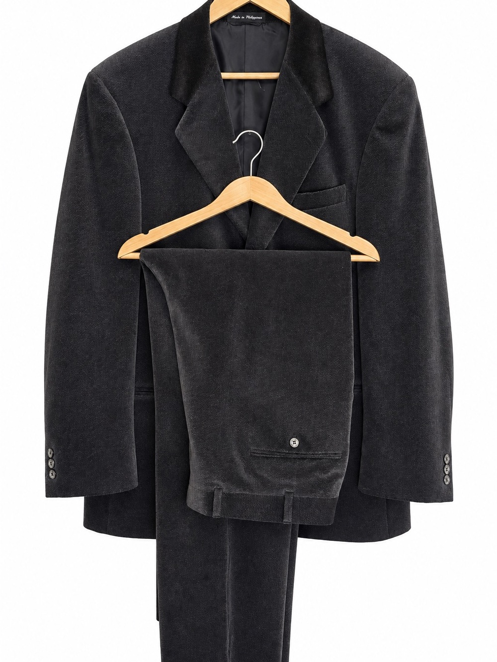 Bert Pulitzer Men’s Herringbone Woven Suit 44 XL Black Charcoal 2 Piece Vintage